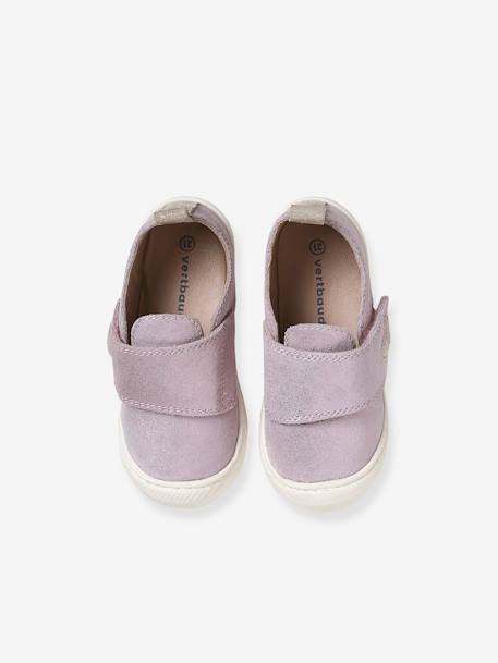 Chaussons scratchés bébé en cuir souple rose+rose imprimé 2 - vertbaudet enfant 