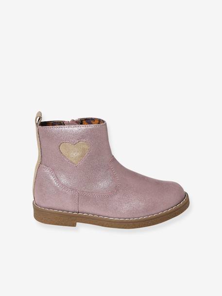 Boots coeur en cuir fille collection maternelle bronze+rose 7 - vertbaudet enfant 