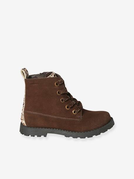 Boots lacées et zippées en cuir fille collection maternelle marron 2 - vertbaudet enfant 