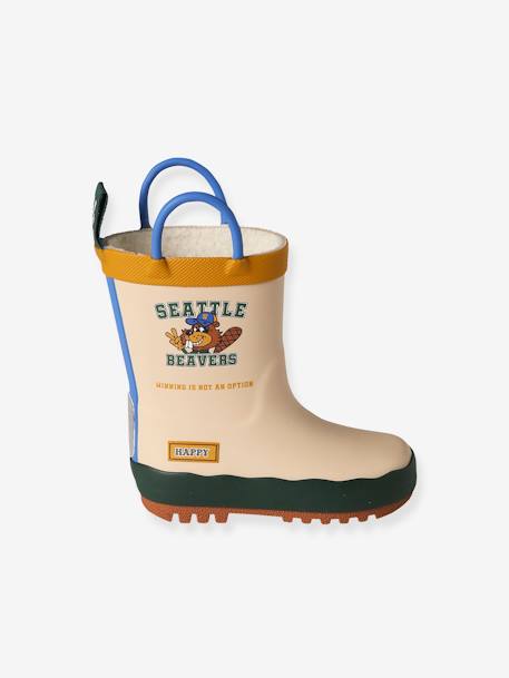 Bottes de pluie fourrées en caoutchouc imprimé bébé beige 2 - vertbaudet enfant 