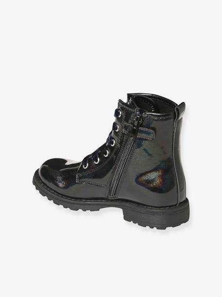 Boots vernies lacées et zippées fille bronze+lot noir+noir 13 - vertbaudet enfant 