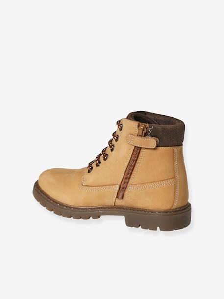 Boots crantées lacées et zippées cuir junior camel 3 - vertbaudet enfant 