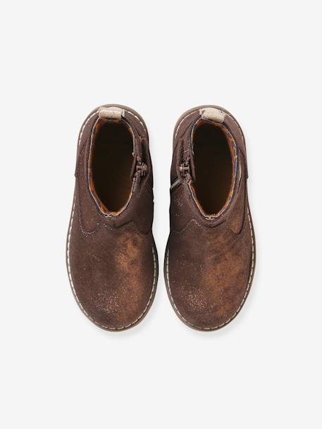 Boots coeur en cuir fille collection maternelle bronze+rose 4 - vertbaudet enfant 