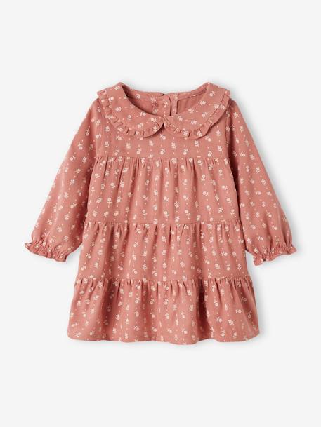 Robe fluide bébé à volant vieux rose 1 - vertbaudet enfant 