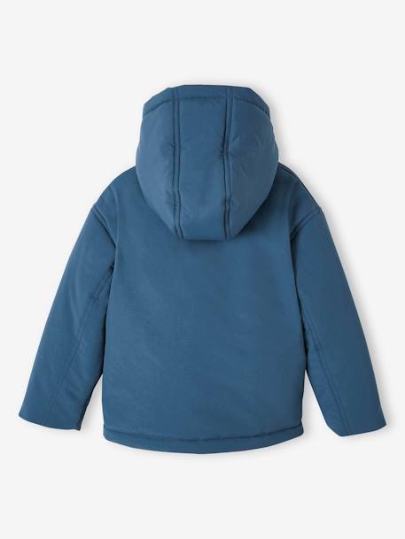 Parka à capuche courte doublée sherpa fille bleu pétrole 3 - vertbaudet enfant 