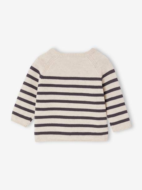 Pull marinière bébé en coton beige chiné 2 - vertbaudet enfant 