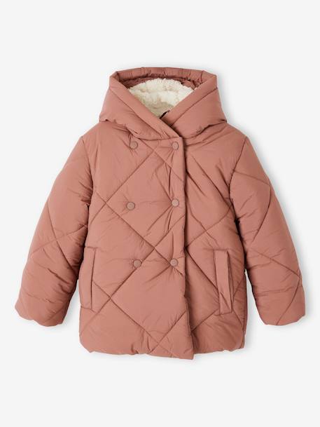 Doudoune à capuche fille doublée sherpa fille blush 2 - vertbaudet enfant 