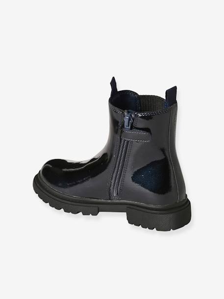 Boots vernies zippées et élastiquées fille marine 3 - vertbaudet enfant 