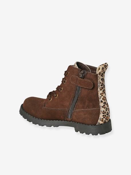 Boots lacées et zippées en cuir fille collection maternelle marron 3 - vertbaudet enfant 