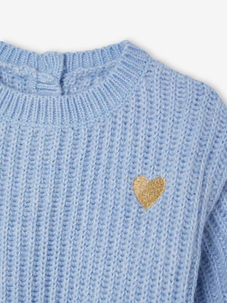 Pull tricot bébé coeur doré bleu ciel+ivoire 4 - vertbaudet enfant 