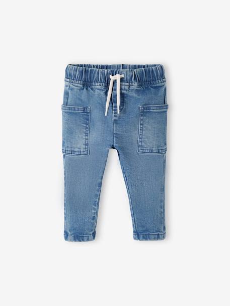 Pantalon en denim bébé taille élastiquée double stone 1 - vertbaudet enfant 