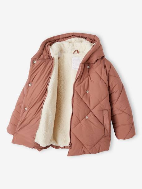 Doudoune à capuche doublée sherpa fille blush+marine 5 - vertbaudet enfant 