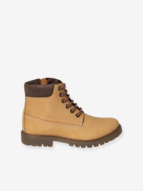 Boots crantées lacées et zippées cuir junior camel 2 - vertbaudet enfant 