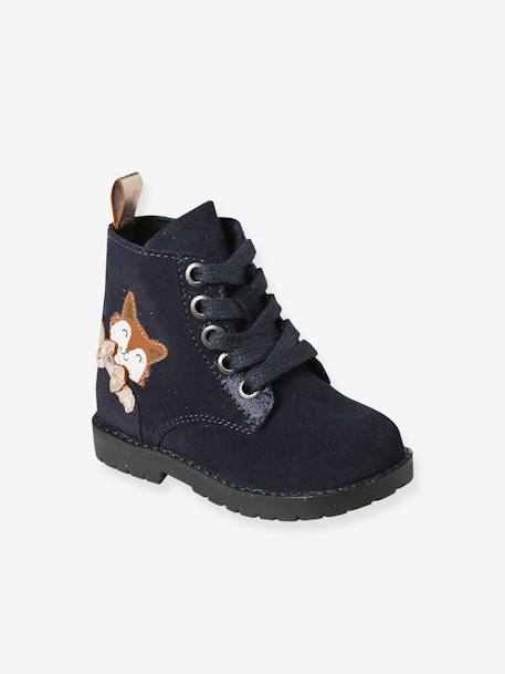 Boots lacées et zippées en cuir bébé marine 1 - vertbaudet enfant 