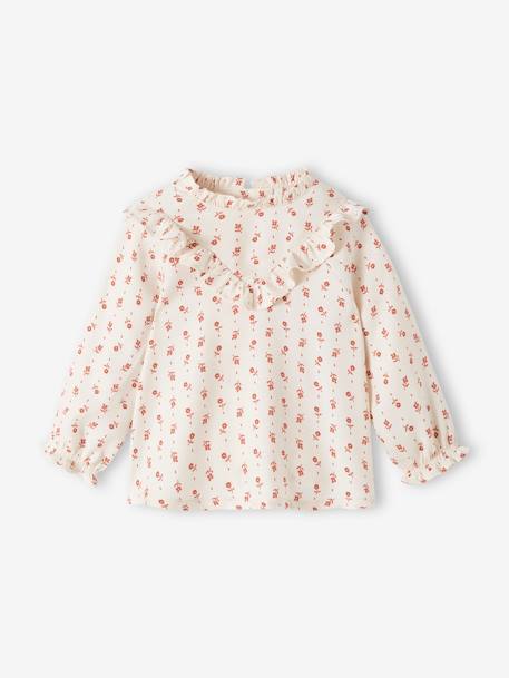 Blouse fluide bébé fleurie écru 1 - vertbaudet enfant 