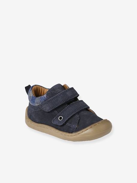 Bottillons scratchés cuir souple bébé premiers pas bleu+bleu électrique+marine 1 - vertbaudet enfant 