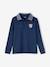 Polo garçon avec badge et col en chambray dark bleu indigo 2 - vertbaudet enfant 