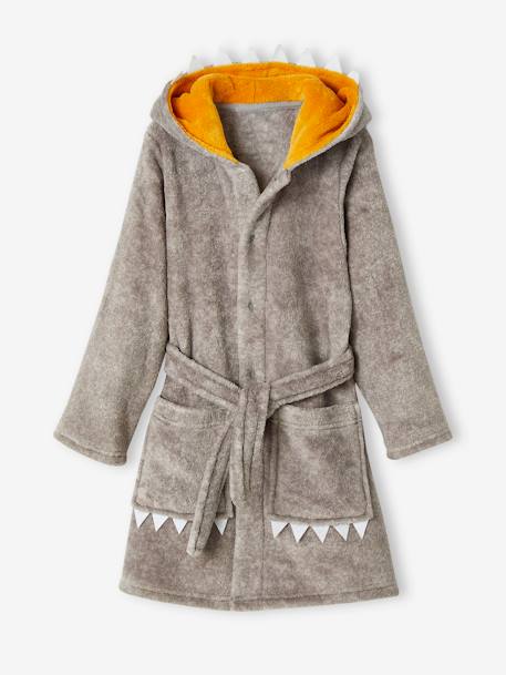 Robe de chambre dino maille peluche personnalisable garçon gris chiné 3 - vertbaudet enfant 