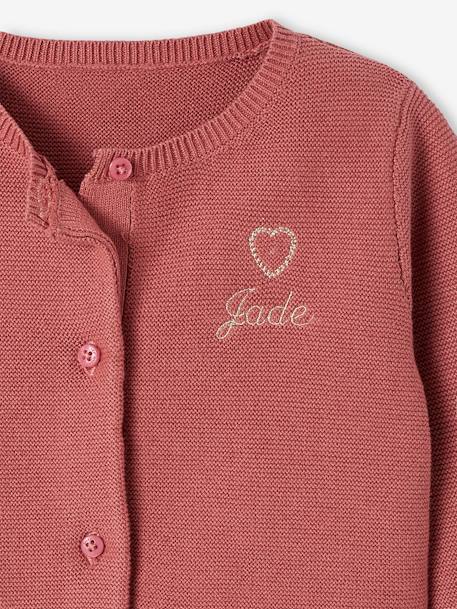 Cardigan broderie dorée coeur bébé BASICS ivoire+vieux rose 9 - vertbaudet enfant 