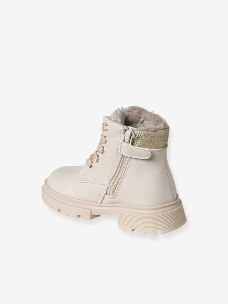 Boots fourrées lacées et zippées bébé écru 3 - vertbaudet enfant 