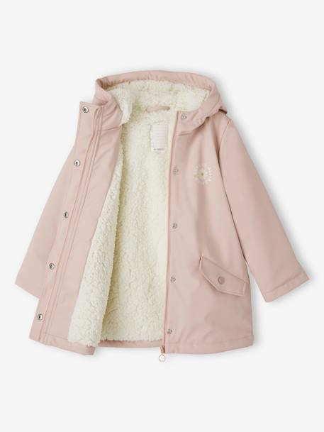 Ciré à capuche doublé sherpa fille lichen+rose pâle 11 - vertbaudet enfant 