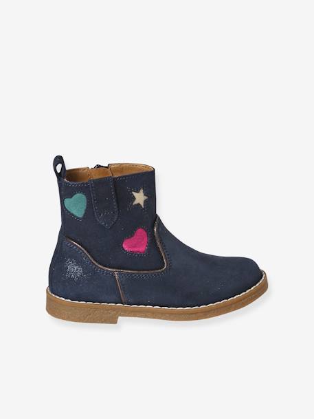 Boots en cuir fille collection maternelle marine 2 - vertbaudet enfant 