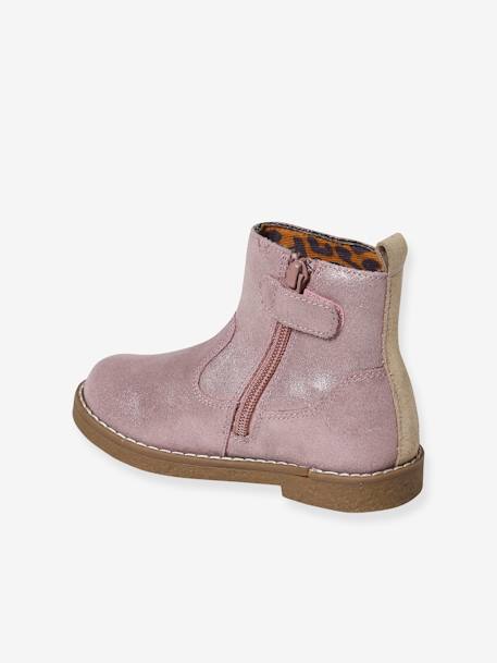 Boots coeur en cuir fille collection maternelle bronze+rose 8 - vertbaudet enfant 
