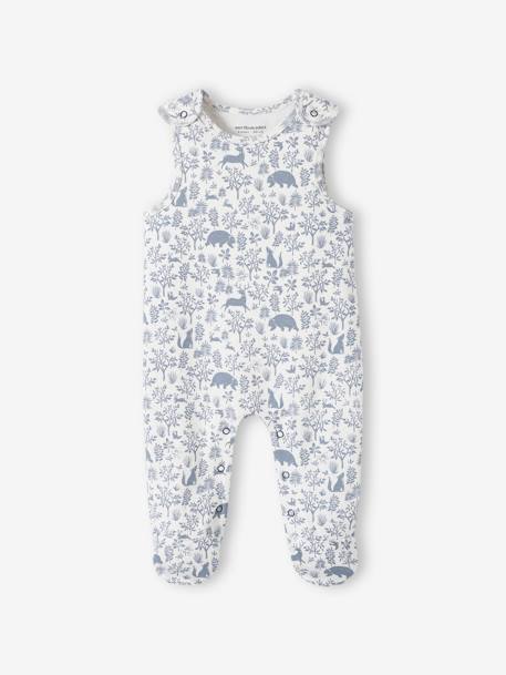 Ensemble naissance 3 pièces : combinaison + body + doudou en coton bio bleu jean+rose poudré 2 - vertbaudet enfant 