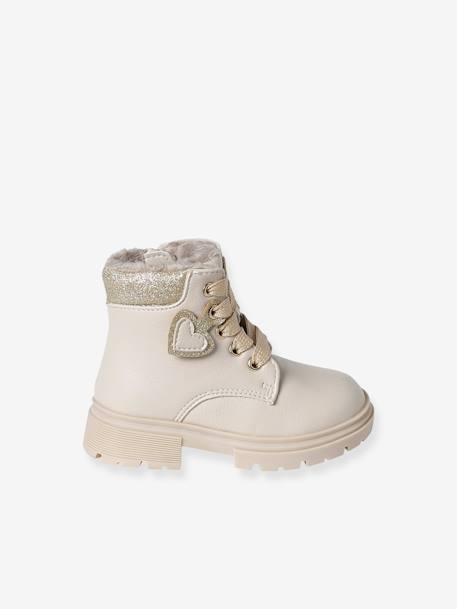 Boots fourrées lacées et zippées bébé écru 2 - vertbaudet enfant 