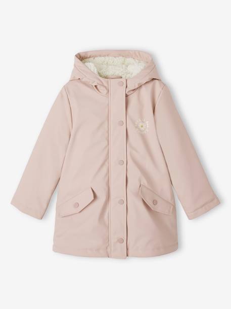 Ciré à capuche doublé sherpa fille lichen+rose pâle 10 - vertbaudet enfant 