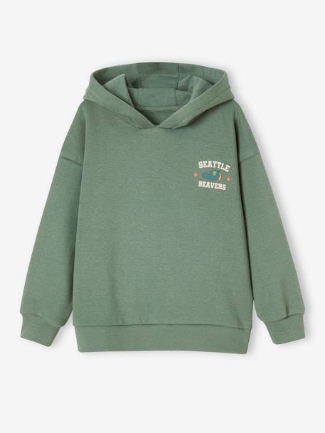 Sweat à capuche grand motif nature au dos garçon bleu nuit+vert sauge 5 - vertbaudet enfant 