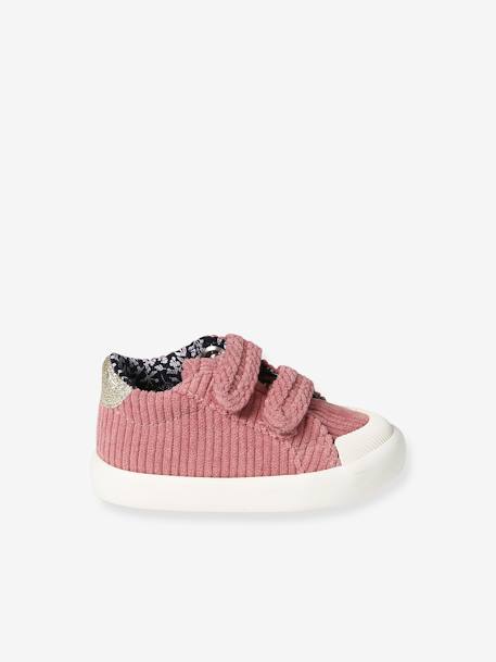 Baskets scratchées textile bébé framboise+marine+vieux rose 16 - vertbaudet enfant 