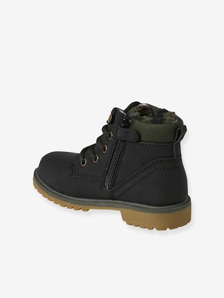 Boots fourrées lacées et zippées enfant noir 3 - vertbaudet enfant 