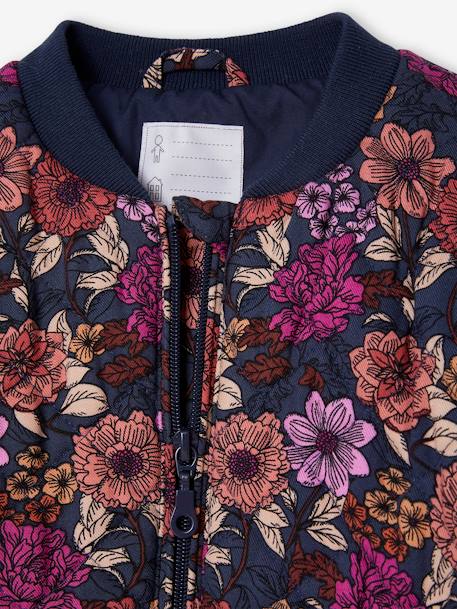 Blouson matelassé style bomber motifs fleurs fille bleu nuit 3 - vertbaudet enfant 