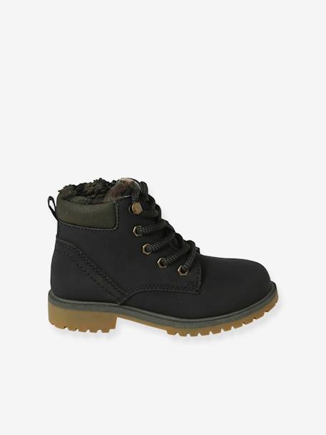 Boots fourrées lacées et zippées enfant noir 2 - vertbaudet enfant 