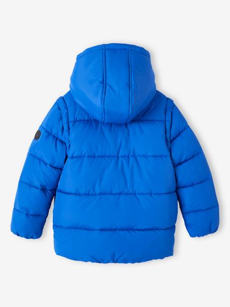 Doudoune capuche et manches amovibles garçon doublée polaire bleu électrique 6 - vertbaudet enfant 