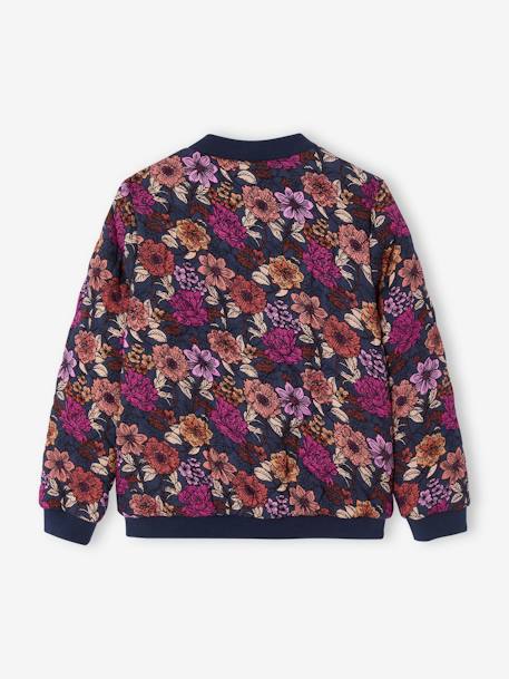 Blouson matelassé style bomber motifs fleurs fille bleu nuit 2 - vertbaudet enfant 