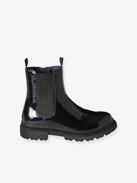 Boots vernies zippées et élastiquées fille écru+marine 7 - vertbaudet enfant 