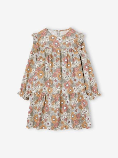 Robe imprimée fleurs manches volantées fille bleu nuit+écru+vert d'eau 11 - vertbaudet enfant 