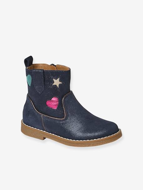 Boots en cuir fille collection maternelle marine 1 - vertbaudet enfant 