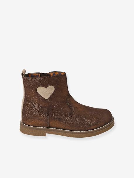 Boots coeur en cuir fille collection maternelle bronze+rose 2 - vertbaudet enfant 