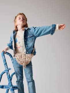 -Veste en jean animation fleurs pop au dos fille