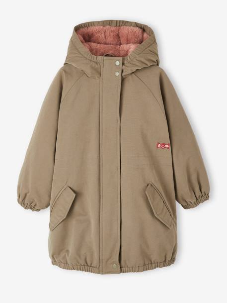 Fille-Manteau, veste-Manteau, parka, blouson-Parka à capuche fille doublée imitation fourrure