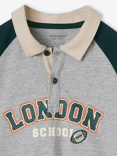 Polo-rugby London garçon manches longues raglan vert sapin 3 - vertbaudet enfant 