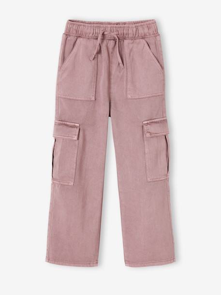 Pantalon cargo fille facile à enfiler mauve 1 - vertbaudet enfant 