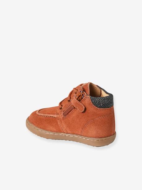 Bottines en cuir lacées et zippées bébé rouille 3 - vertbaudet enfant 