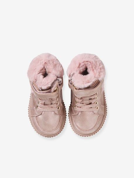 Baskets fourrées lacées, scratchées et zippées bébé rose nude 4 - vertbaudet enfant 