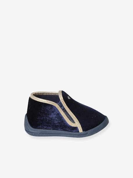 Chaussons zippés bébé en textile velouté bleu 3 - vertbaudet enfant 