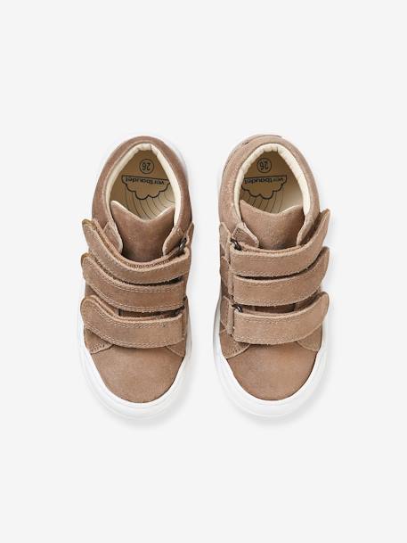 Baskets MID cuir scratchées fille collection maternelle beige doré 4 - vertbaudet enfant 