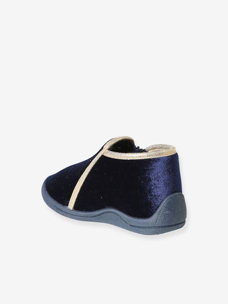 Chaussons zippés bébé en textile velouté bleu 4 - vertbaudet enfant 